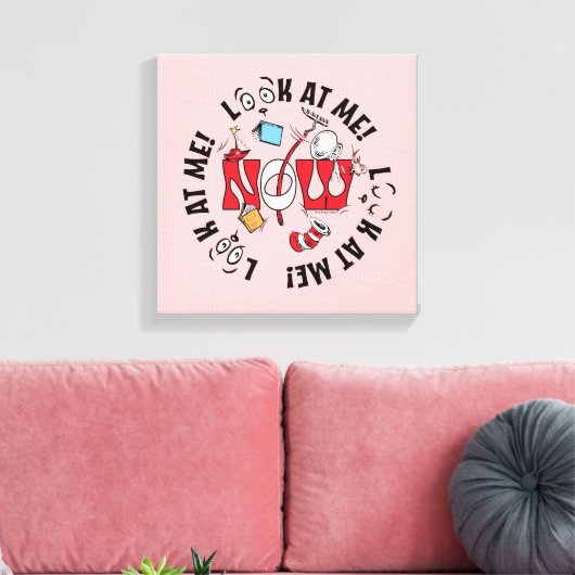 Katze im Hut | Sieh mich an! Sieh mich an! Leinwanddruck (Insitu (Wohnzimmer))