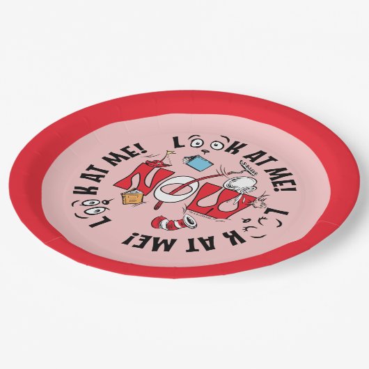 Katze im Hut | Sieh mich an! Sieh mich an! Pappteller (Schrägansicht)