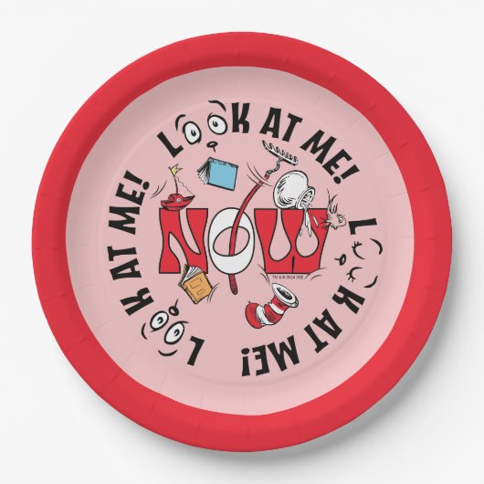 Katze im Hut | Sieh mich an! Sieh mich an! Pappteller (Vorderseite)