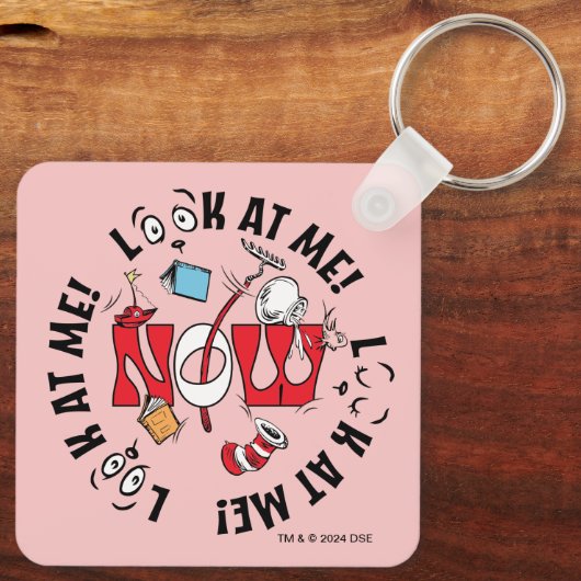 Katze im Hut | Sieh mich an! Sieh mich an! Schlüsselanhänger (Rückseite)