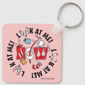 Katze im Hut | Sieh mich an! Sieh mich an! Schlüsselanhänger (Rückseite)