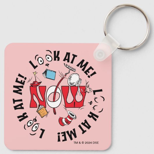 Katze im Hut | Sieh mich an! Sieh mich an! Schlüsselanhänger (Rückseite)