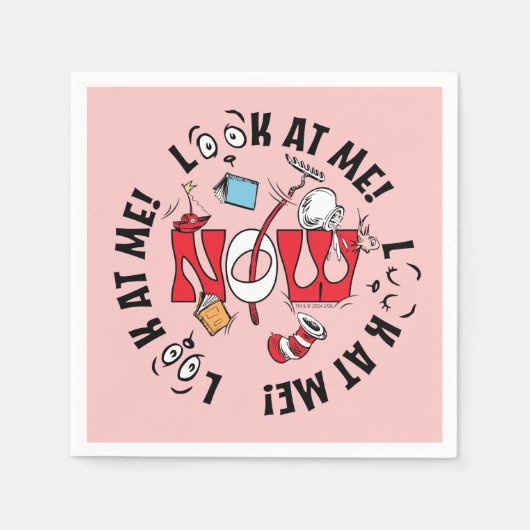 Katze im Hut | Sieh mich an! Sieh mich an! Serviette (Vorderseite)