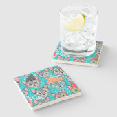 Katze im Hut Steinuntersetzer (Seitenansicht)