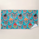 Katze im Hut Strandtuch (Vorderseite)