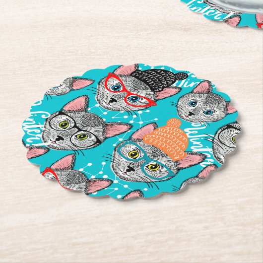 Katze im Hut Untersetzer (angewinkelt)