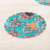 Katze im Hut Untersetzer (angewinkelt)