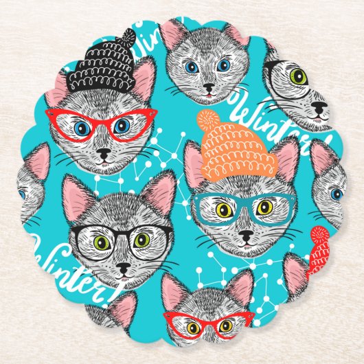 Katze im Hut Untersetzer (Vorderseite)