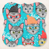 Katze im Hut Untersetzer (Vorderseite)