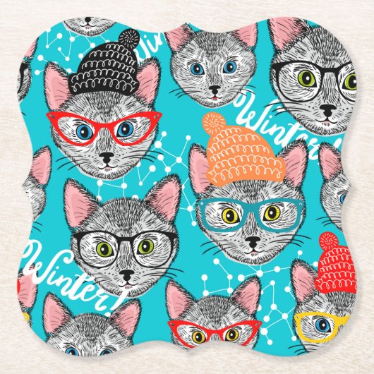 Katze im Hut Untersetzer (Vorderseite)