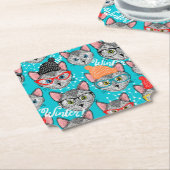 Katze im Hut Untersetzer (angewinkelt)