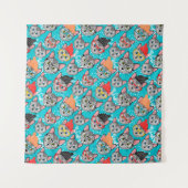 Katze im Hut Wandteppich (Vorderseite)