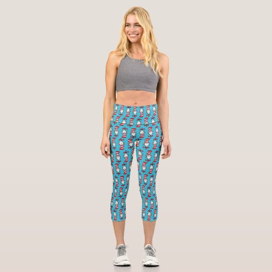 Katze im Hutmuster Capri Leggings (Vorderseite)