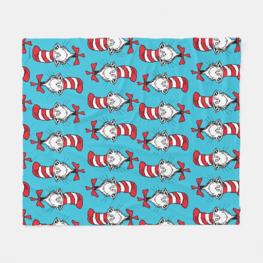 Katze im Hutmuster Fleecedecke (Vorderseite (Horizontal))