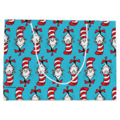 Katze im Hutmuster Große Geschenktüte (Rückseite)