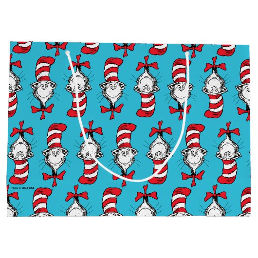 Katze im Hutmuster Große Geschenktüte (Rückseite)