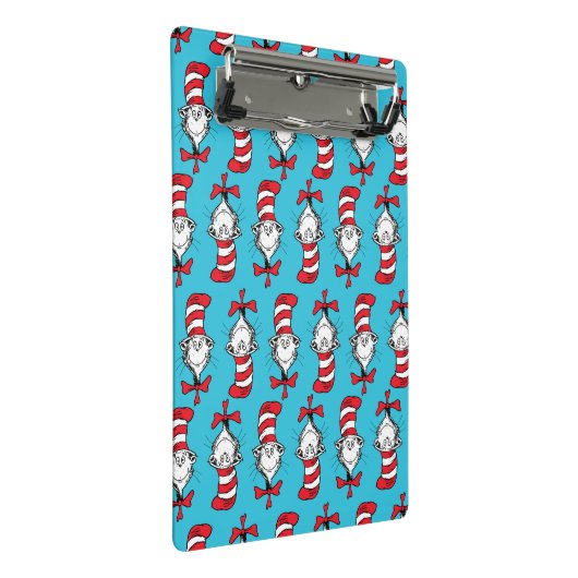 Katze im Hutmuster Mini Klemmbrett (Schrägansicht)