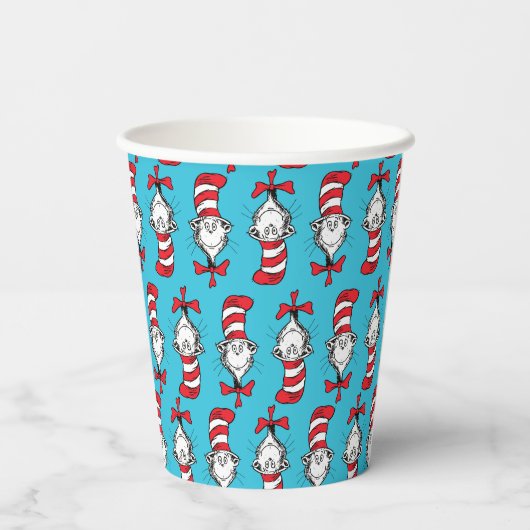 Katze im Hutmuster Pappbecher (Rückseite)