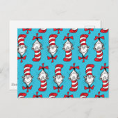 Katze im Hutmuster Postkarte (Vorne/Hinten)