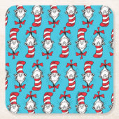 Katze im Hutmuster Rechteckiger Pappuntersetzer (Vorderseite)