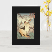 Katze im japanischen Stil Karte (Gelbe Blume)