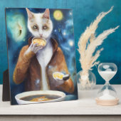 Katze im Jumpsuit Esssuppe aus Galaxien Fotoplatte (Seite)