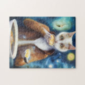 Katze im Jumpsuit Esssuppe aus Galaxien Puzzle (Horizontal)