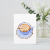 Katze im Kaffee Postkarte (Stehend Vorderseite)