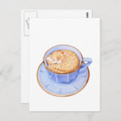 Katze im Kaffee Postkarte (Vorne/Hinten)