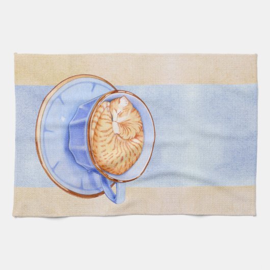 Katze im Kaffeetuch Küchentuch (Horizontal)