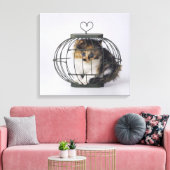 Katze im Käfig Leinwanddruck (Insitu (Wohnzimmer))