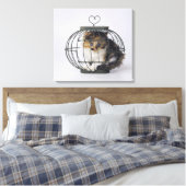 Katze im Käfig Leinwanddruck (Insitu (Schlafzimmer))