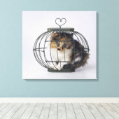 Katze im Käfig Leinwanddruck (Insitu (Holzboden))