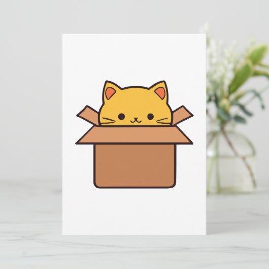 Katze im Karton Dankeskarte (Stehend Vorderseite)
