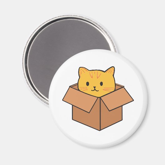 Katze im Karton Magnet (Vorderseite/Rückseite)