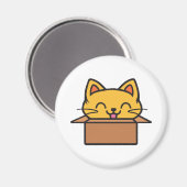 Katze im Karton Magnet (Vorderseite/Rückseite)