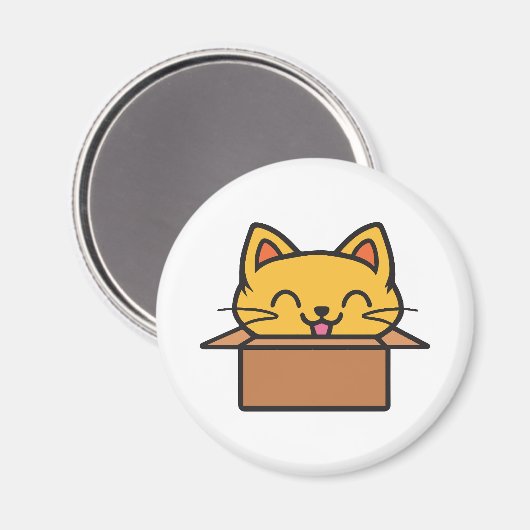 Katze im Karton Magnet (Vorderseite/Rückseite)