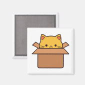 Katze im Karton Magnet (Vorderseite/Rückseite)
