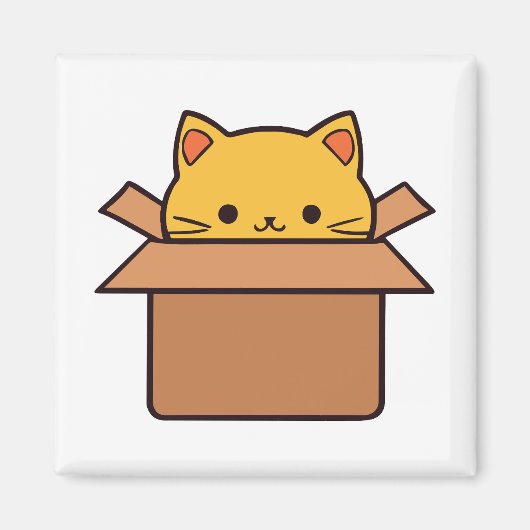 Katze im Karton Magnet (Vorne)