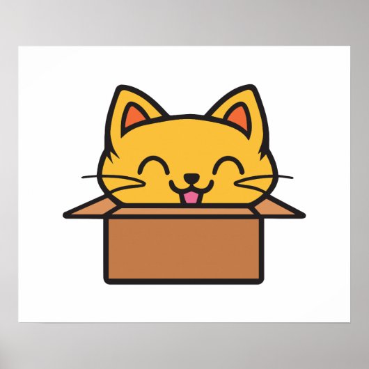 Katze im Karton Poster (Vorne)