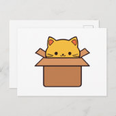 Katze im Karton Postkarte (Vorne/Hinten)