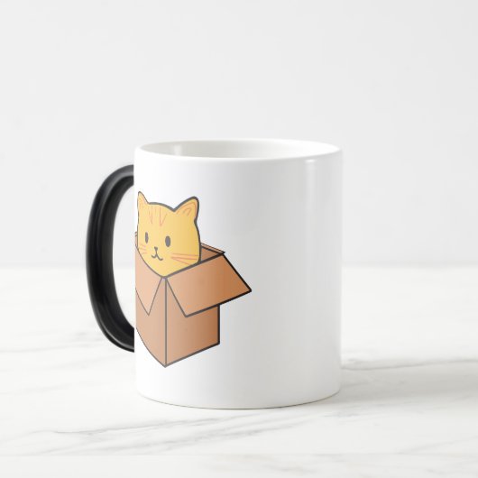 Katze im Karton Verwandlungstasse (Vorderseite Links)