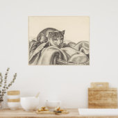 Katze im Korb 1802 Poster (Küche)