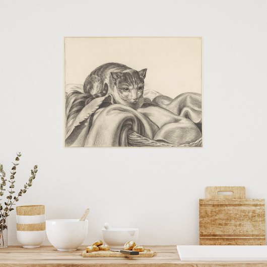 Katze im Korb 1802 Poster (Küche)