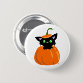Katze im Kürbisknopf Button (Vorne & Hinten)