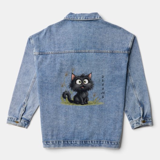 Katze im Land der Fluffy Dandelion Jeansjacke (Rückseite)