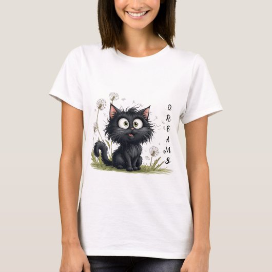 Katze im Land der Fluffy Dandelion T-Shirt (Vorderseite)