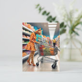 Katze im Lebensmittelgeschäft Postkarte (Stehend Vorderseite)