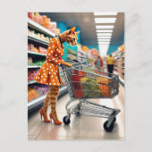 Katze im Lebensmittelgeschäft Postkarte (Vorderseite)