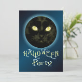 Katze im Mond Halloween-Party Einladungen (Stehend Vorderseite)